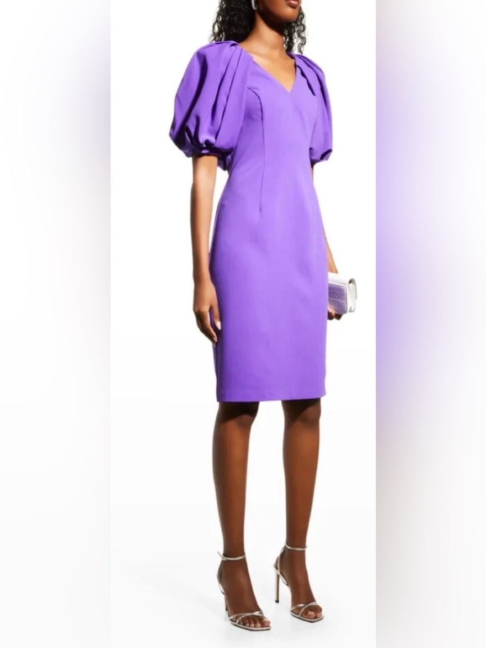 Badgley Mischka Purple Puff-Sleeve Pencil Dress Skirt size 0